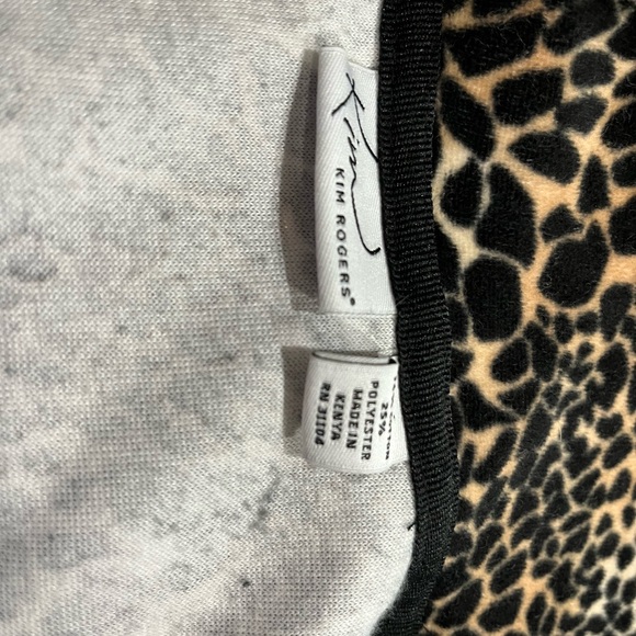 Kim Rogers Long Sleeve Animal Print Velour Zip Jacket Size M - Picture 10 of 10
